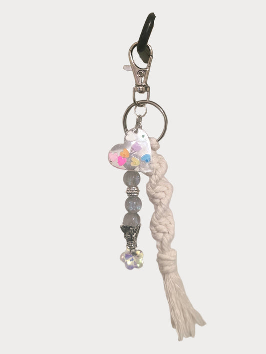 🩵 Moonlit Heart Macramé Keychain