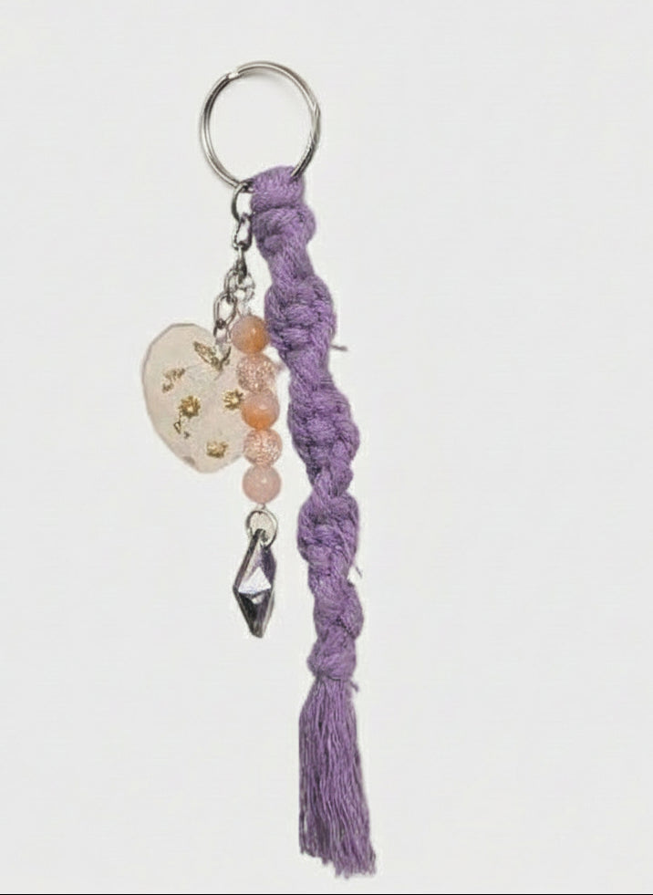 Lavender Bloom Macramé Keychain