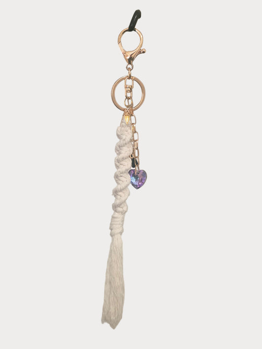 🤍 Starlit Heart Macramé Keychain