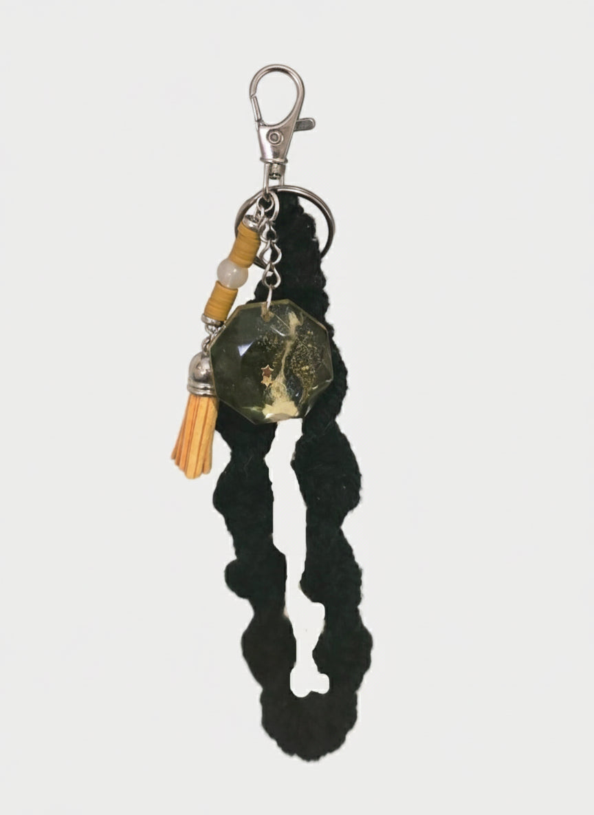 Golden Glow Macramé Keychain