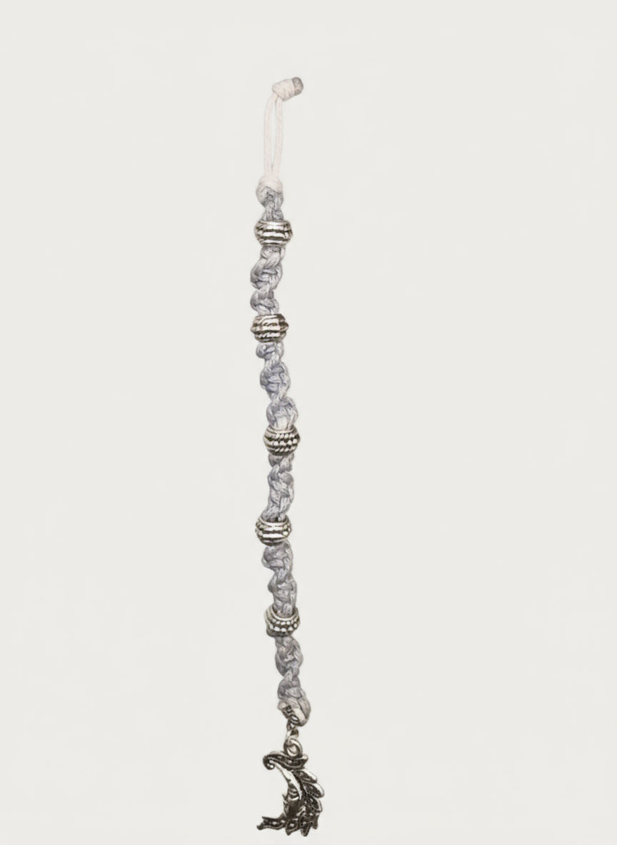 Silver Mist Macramé Charm